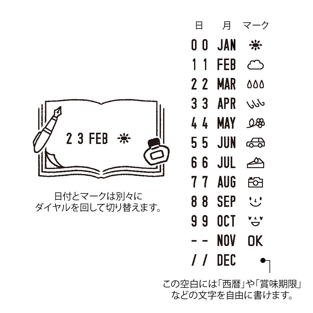 MIDORI Rotating Stationery 35456006 Stamp, Date, Pattern,