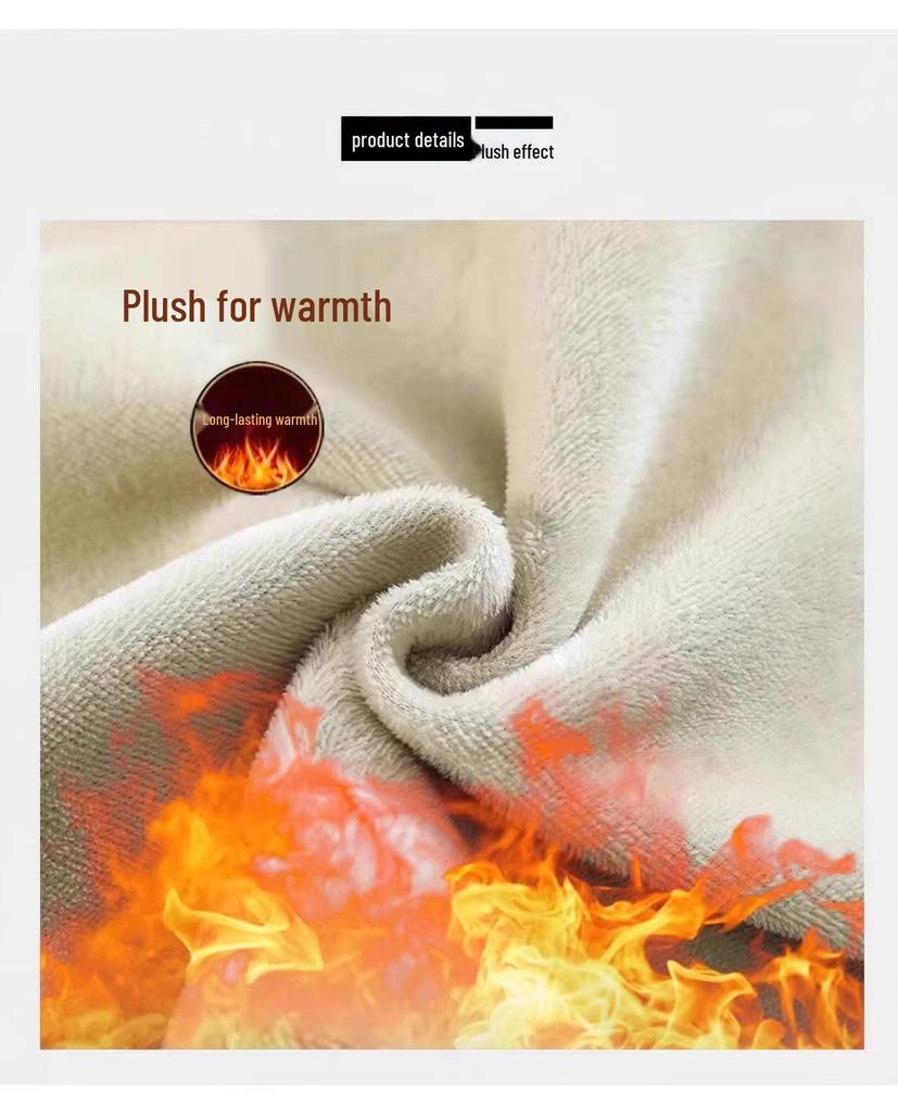 Джинсы больших размеров с высокой посадкой, на флисовой подкладке, с широкими штанинами для женщин - Осень/Зима 2024, стройнящий стиль