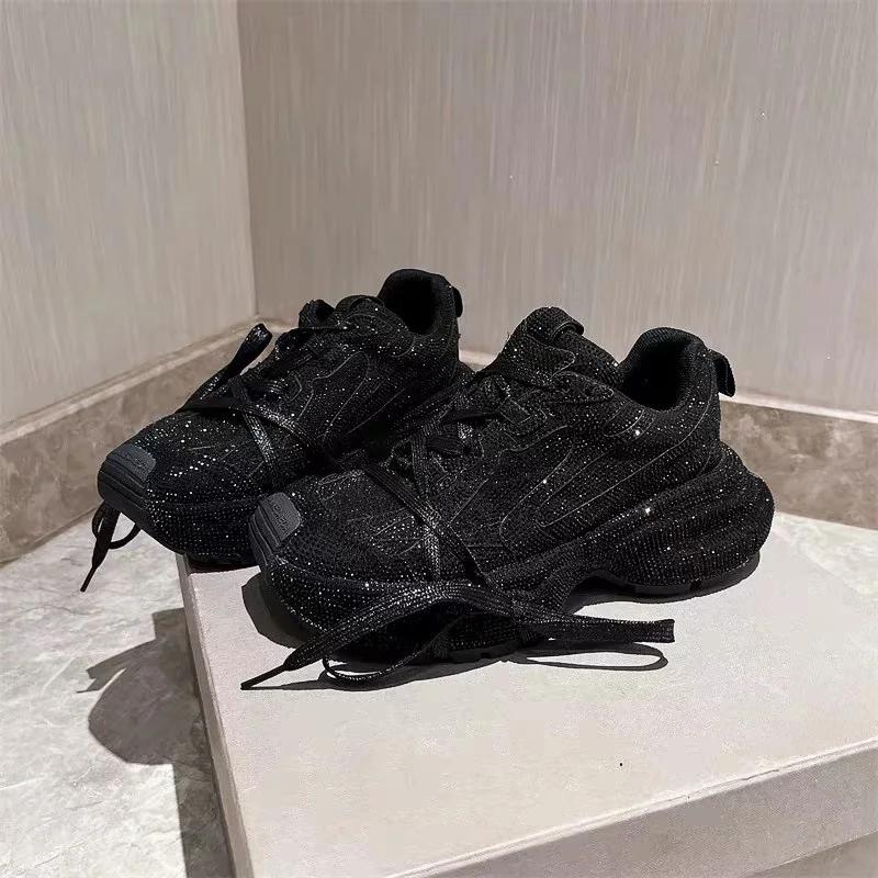 Модные кроссовки Chunky для женщин, шикарные кроссовки для бега, модные повседневные туфли из натуральной коровьей кожи, дышащие, с увеличенной высотой, на плоской платформе