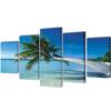 Set of Printed Canvas Wall Art Beach with Palm Tree 200 X 100 Cm
