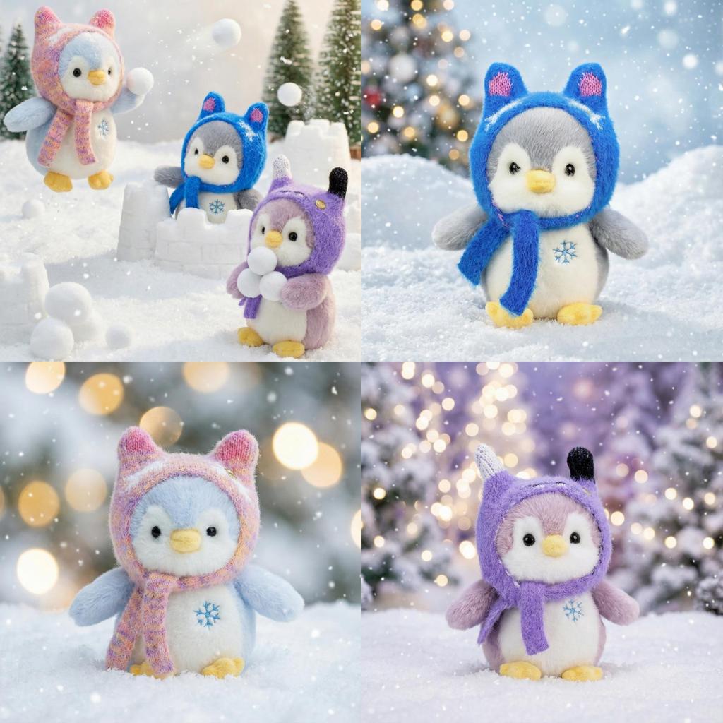 Plush Penguin Toy With Scarf And Hat For Kids Birthday Gift