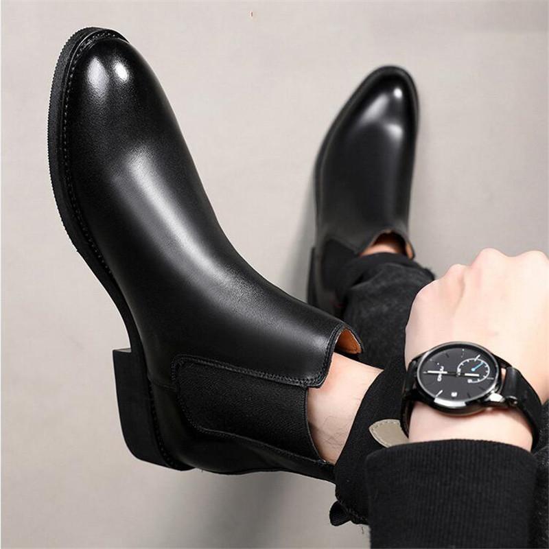 Fashion Men's Classic Retro Genuine Leather Chelsea Boots Men Fashion Ankle Boot Mens Casual British Style Short Boot High-Top Shoes