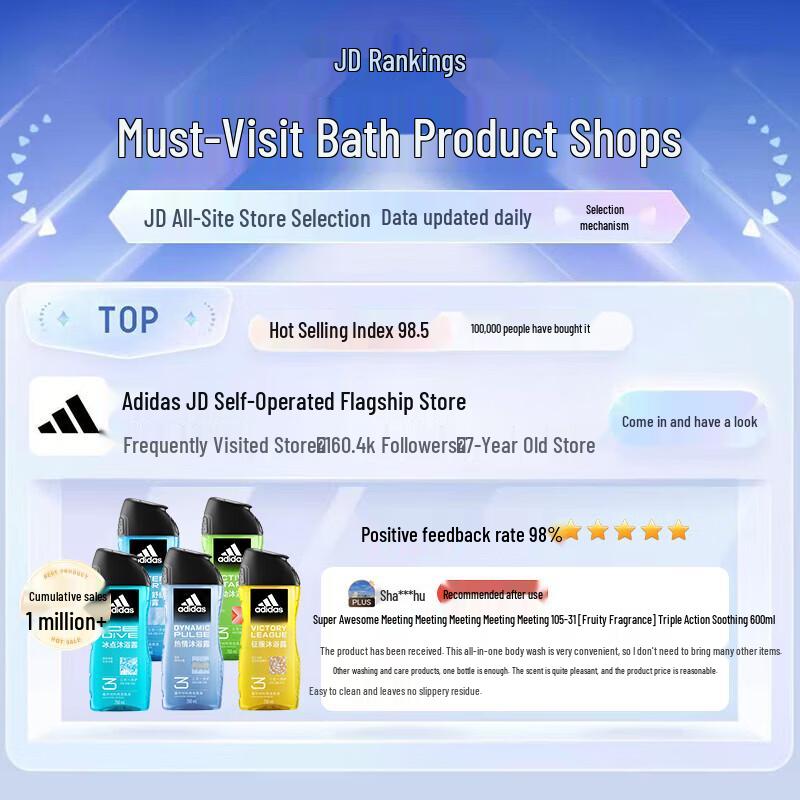 Adidas Men's 3-in-1 Body, Hair & Face Wash Set