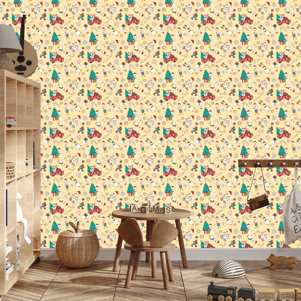 Christmas Cream and Beige Wallpaper for Living Room and Bedroom 50x1000
