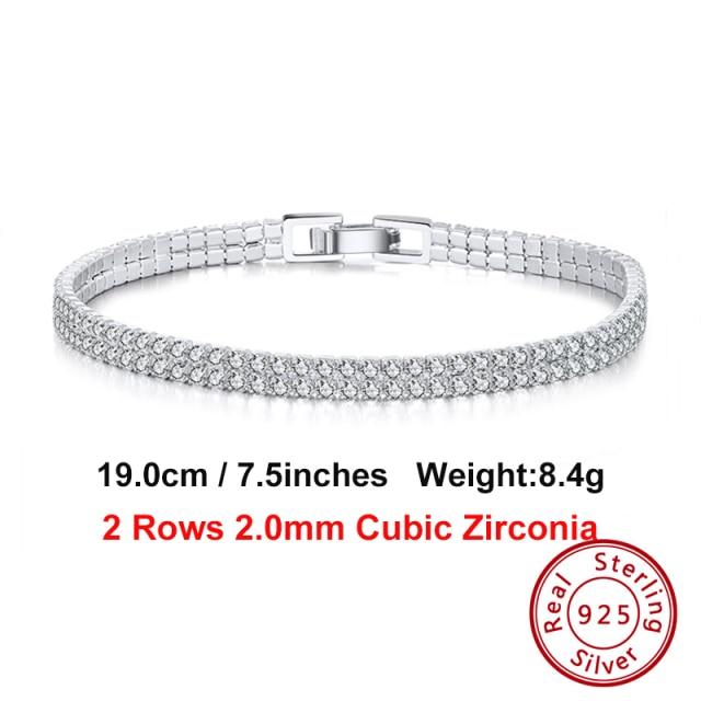 4mm Round Cut Tennis Bracelet In 925 Sterling Silver White Gold Woman Men Bracelets Bangle Jewelry Hand Chain Sb94