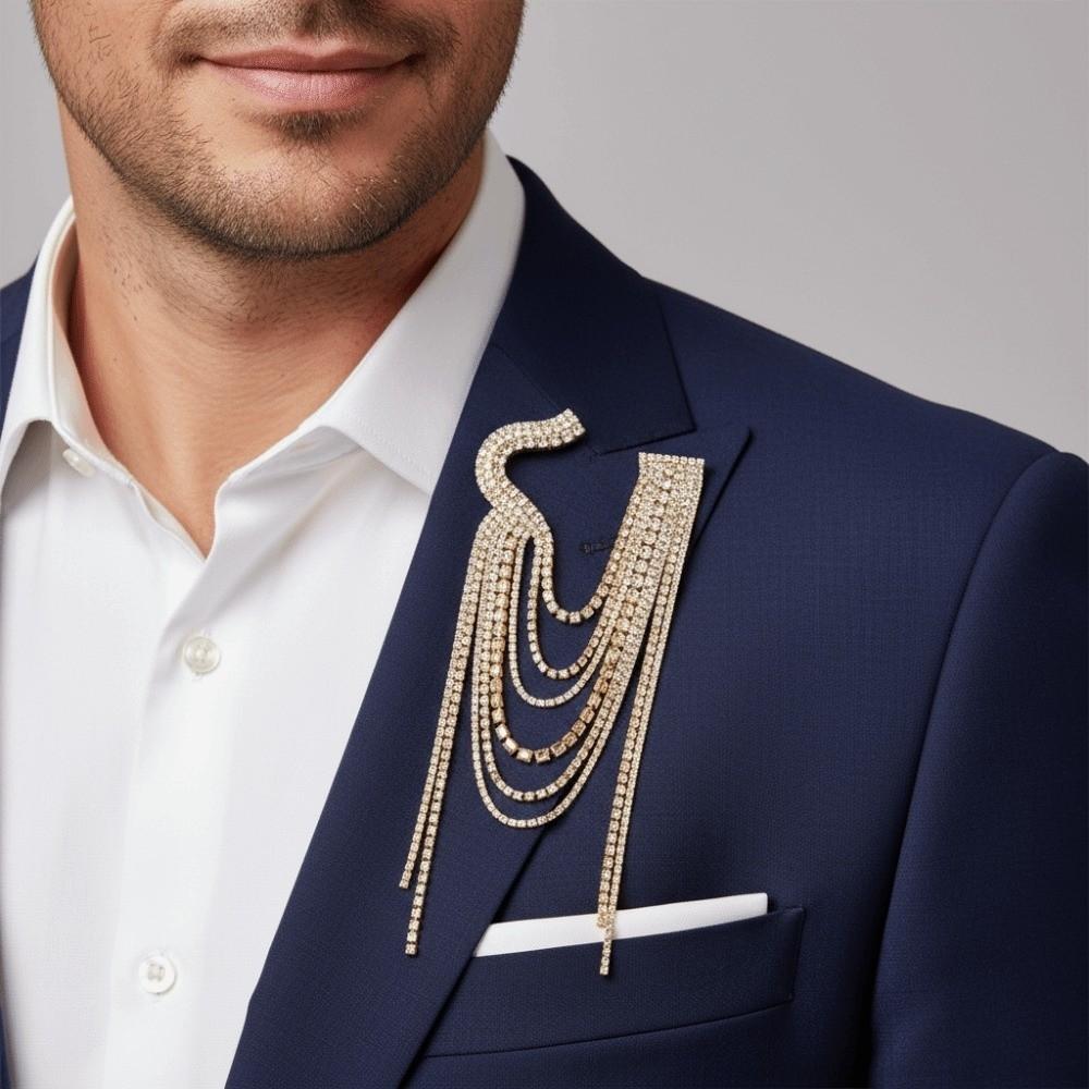 Epaulets Rhinestone Tassel Brooch Tassel Chain Shoulder Flash Fringe Shoulder Mark Men Women