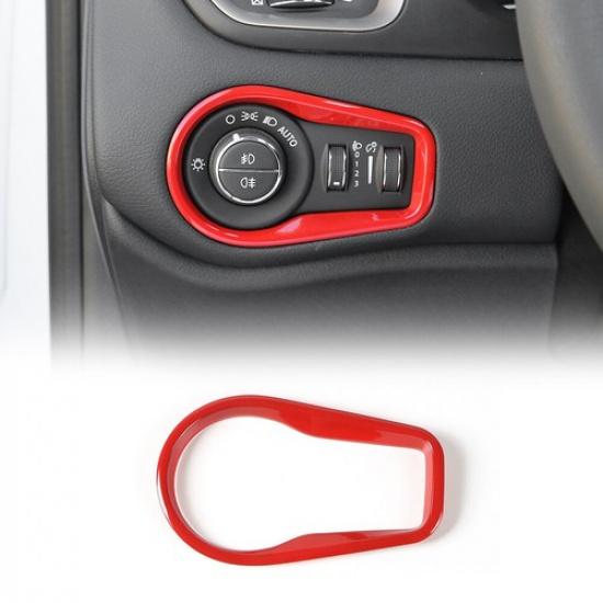 Inner Headlight Switch Button Frame Trim for Jeep Renegade 2016+ Red Accessories