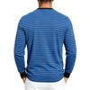 Мужская полосатая футболка-henley с длинным рукавом, круглым вырезом, планкой на пуговицах, повседневная, свободного кроя, ежедневная базовая одежда, мужские топы