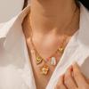316L Stainless Steel Pearl Inlay Flower Butterfly Heart Pendant Necklace Women Classic Fascinating Neck Chain Jewelry