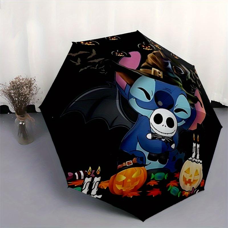 1pc Stitch & Jack Pattern Automatic Cartoon Umbrella is Fashionable and Good-Looking, a Portable 3-Fold Umbrella, Suitable for Travel and Da