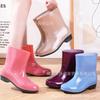 Розовые женские резиновые сапоги средней высоты, модные нескользящие дождевые сапоги, водонепроницаемая обувь для кухни, садовые сапоги для брода, женские сапоги 20, высокие водонепроницаемые сапоги