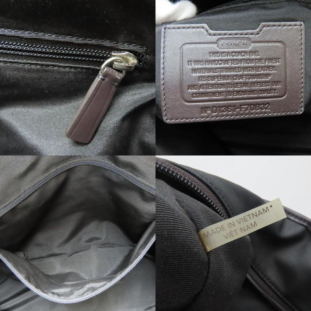 Used COACH Tote Bag Weekend Tote F70832 Signature PVC Coated Canvas Black Green System Camouflage