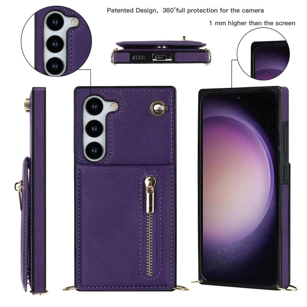 Кошелек на молнии с несколькими картами и длинный висящий чехол для телефона на веревке для серии iPhone Samsung Galaxy S9 S10 S20 S21 S22 S23 Note9 Note10 Note20...