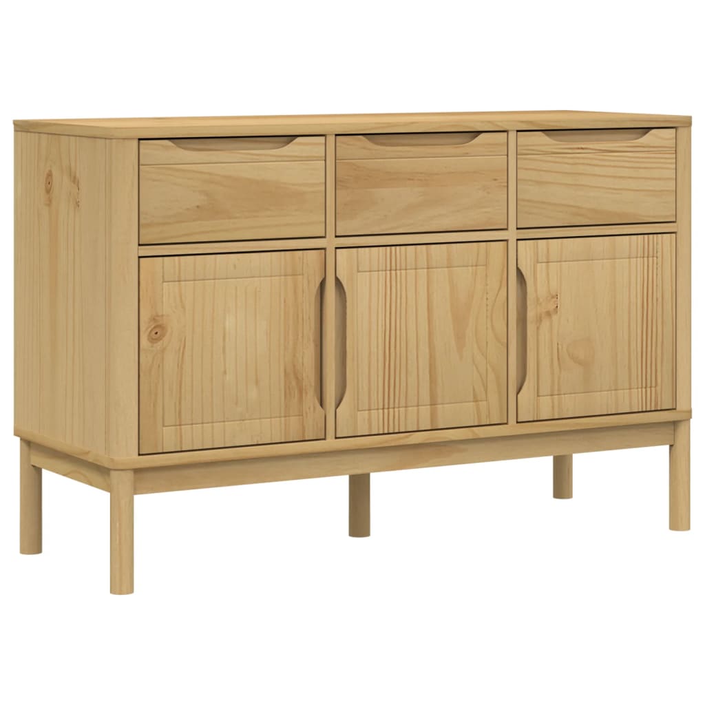FLORO Sideboard Wax Brown 114 x 43 x 74 cm Solid Pine Wood