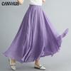 Summer Autumn Women's Skirt Literary Large Size Cotton Linen Half Skirt Elastic Waist Linen A-line Skirt Long Section Pure Color Wind Swing Skirt