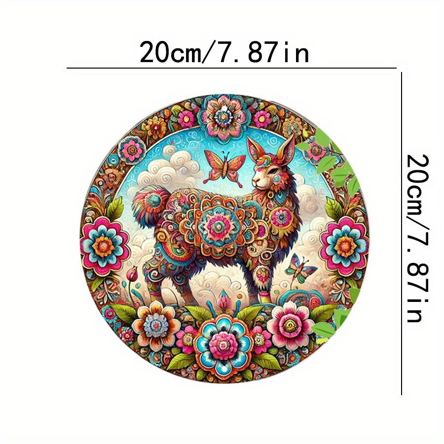 2D плоский 20*20 см 1 шт. яркие цветные верблюды, бабочки и цветы, приветственный дверной знак, декор, яркий цветочный и животный дизайн, круглый деревянный орнамент, идеальный