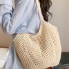 Cotton Rope Woven Straw Bag Women's New Large-capacity Spring and Summer Versatile Leisure Shoulder Seaside Vacation Beach Bag