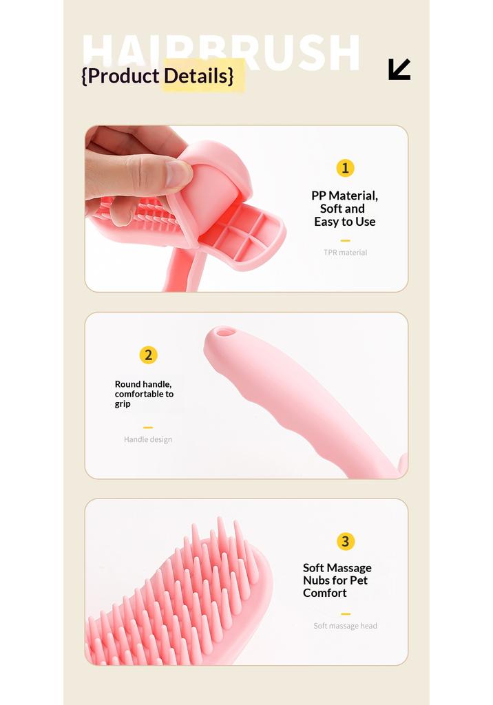 Soft Silicone ABS TPR Dog Cat Hair Remover Comb Gentle Skin Massage Deshedding Brush Safe Pet Grooming Tool for Breeders