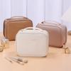Leather Pu Solid Color Large Capacity Travel Makeup Bag Portable Pouch Wash
