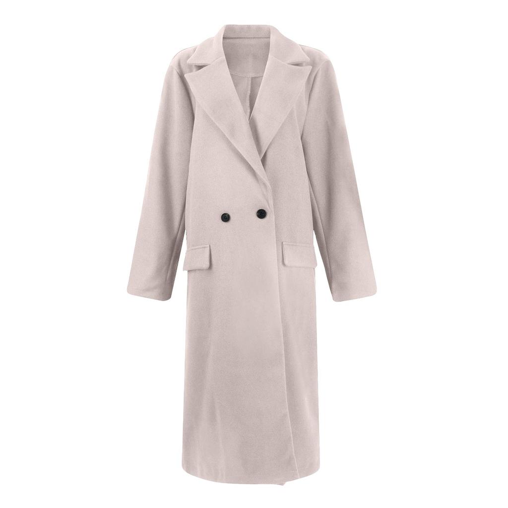 Женское шерстяное однотонное пальто повседневное однобортное пальто с заостренными лацканами