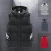 Men's Oversized Hooded Down Cotton Vest - Thick, Warm, Sleeveless Jacket