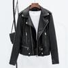 New Women's Black Slim Fit PU Leather Motorcycle Jacket - Spring & Autumn Plus Size