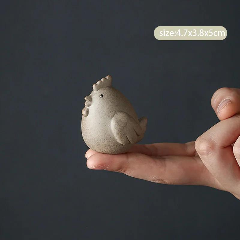 1Pc Chinese Zodiac Pottery Small Tea Pet Handmade Sculpture Crafts Animal Statue Ornaments Tea Figurine Decoration Tea Set Decor