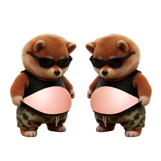 1 пара эластичных наклеек на живот с изображением животных для снятия тревоги и стресса. Наклейка с мультяшным медведем, собакой или кошкой, с эффектом ущипывания за живот, предотвращающая столкновения.