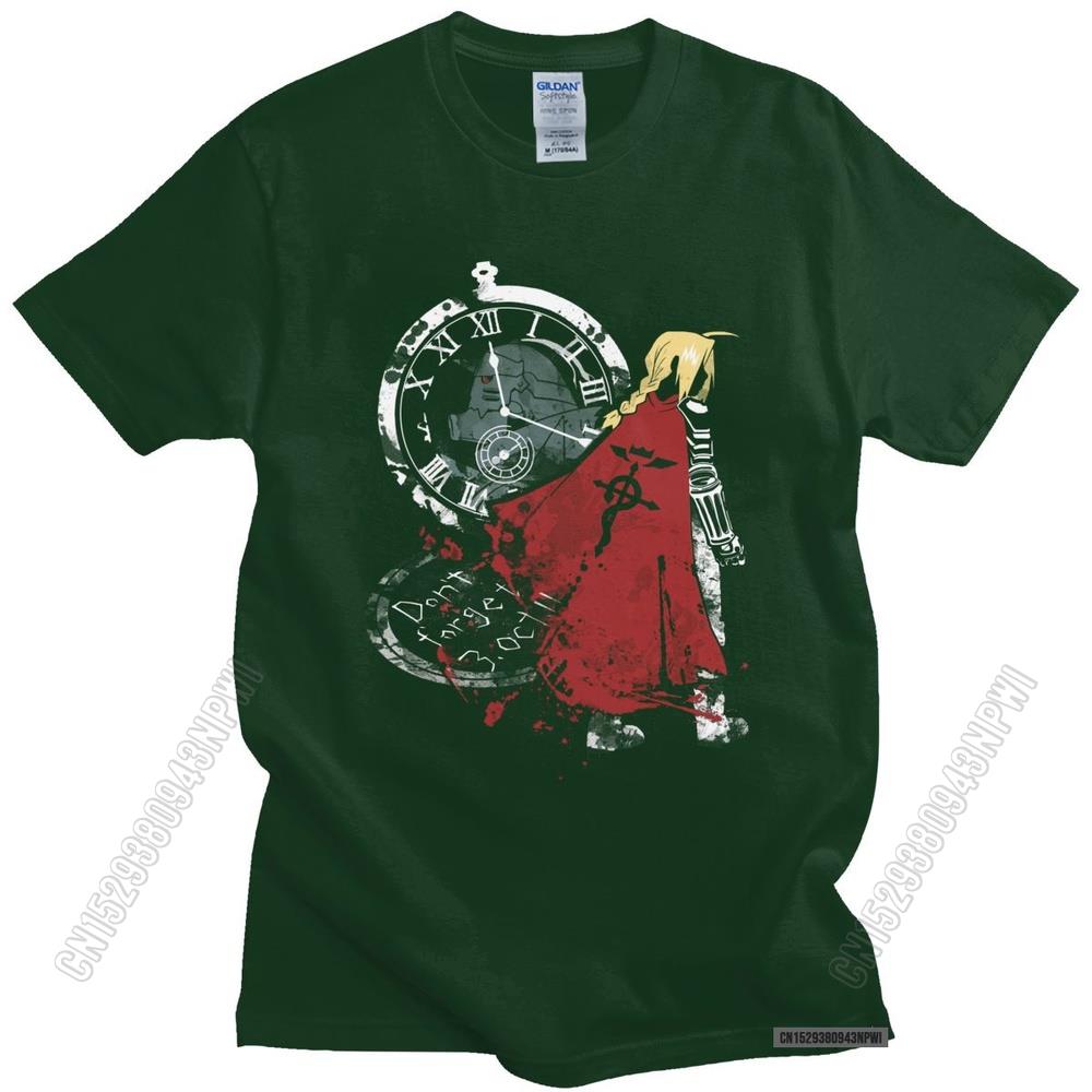 Fullmetal Alchemist T Shirt Men Pure Cotton Elric Edward Brotherhood Tshirt Anime Fma Tees O-Neck Manga T-Shirt Clothes