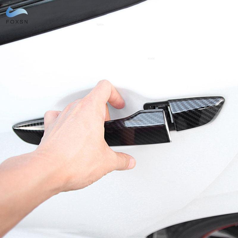 Carbon Fiber Texture / Glossy Black Car styling Exterior Door Handle Cover For Honda Civic 10th 2016 2017 2018 LHD