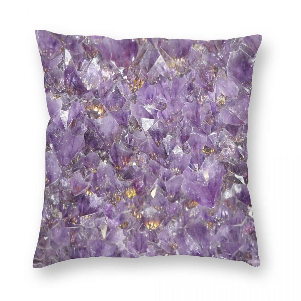 Amethyst Square Pillowcase Polyester Linen Velvet Creative Zip Decor Home Cushion Case 18"