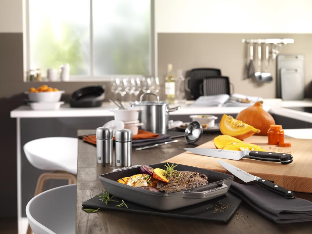 Staub Grill Square Grey Grill, совместимая с японским грилем литая сковорода IH "Pure 28 см", сковорода, ручки, металл, эмаль, [Авторизованный продукт] и