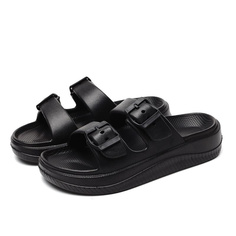 Модные женские тапочки-подушки на толстой подошве с двойной пряжкой и мягкой подошвой, женские летние пляжные нескользящие сандалии EVA на плоской подошве