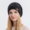 Slouchy Winter Warm Unisex Fleece Plush Lined Checkered Knit Slouchy Hats Thick Skull Chunky Beanie Cap