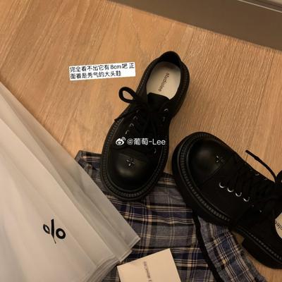 Туфли модные с большой круглой головкой, крестообразные, на шнуровке, на толстом каблуке, на платформе, парусиновые, женские, осенние