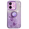 KADEM For vivo Y28 4G Case Kickstand Glitter Flowers TPU Shockproof Phone Cover
