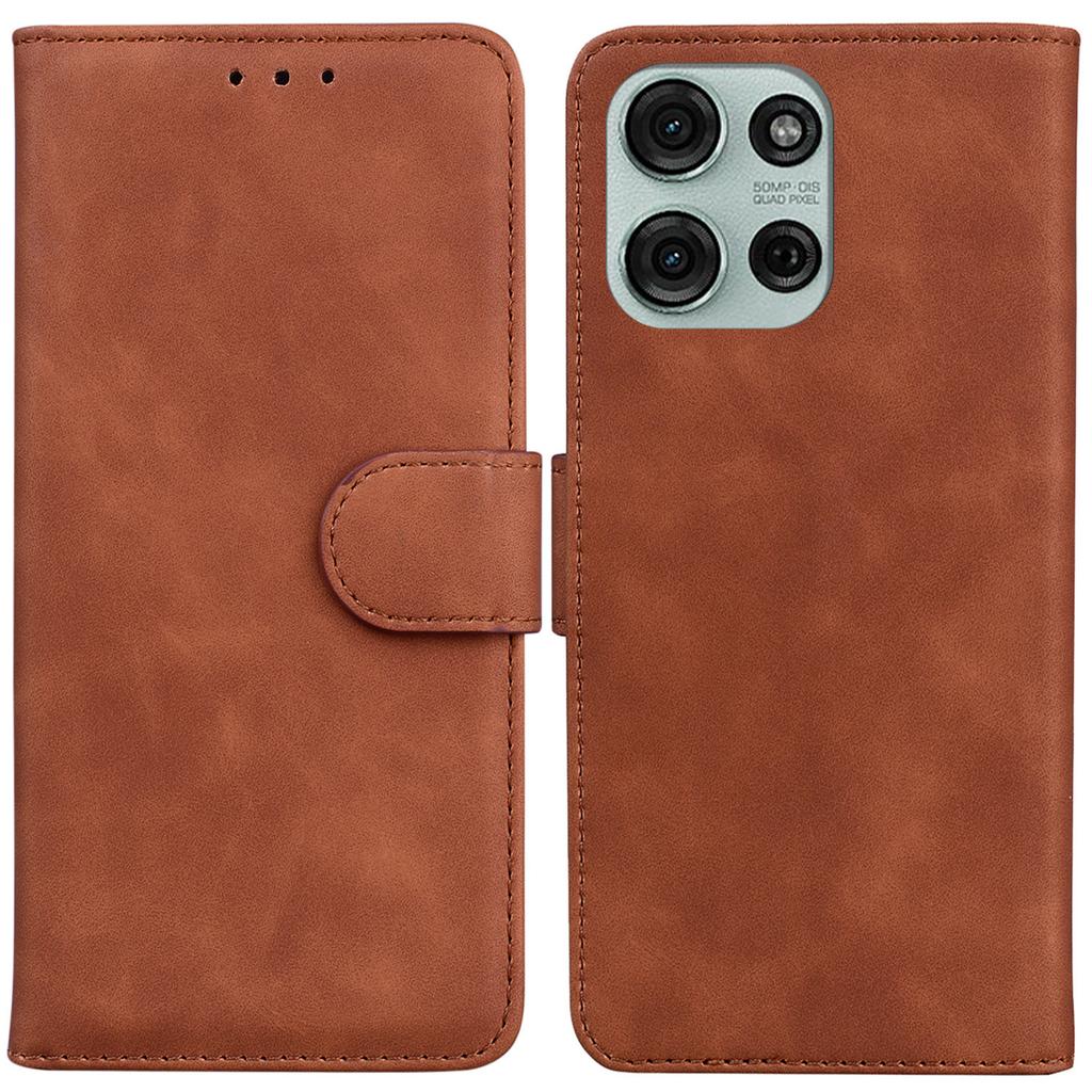 For Motorola Moto G75 5G Case Solid Color Leather Wallet Phone Cover