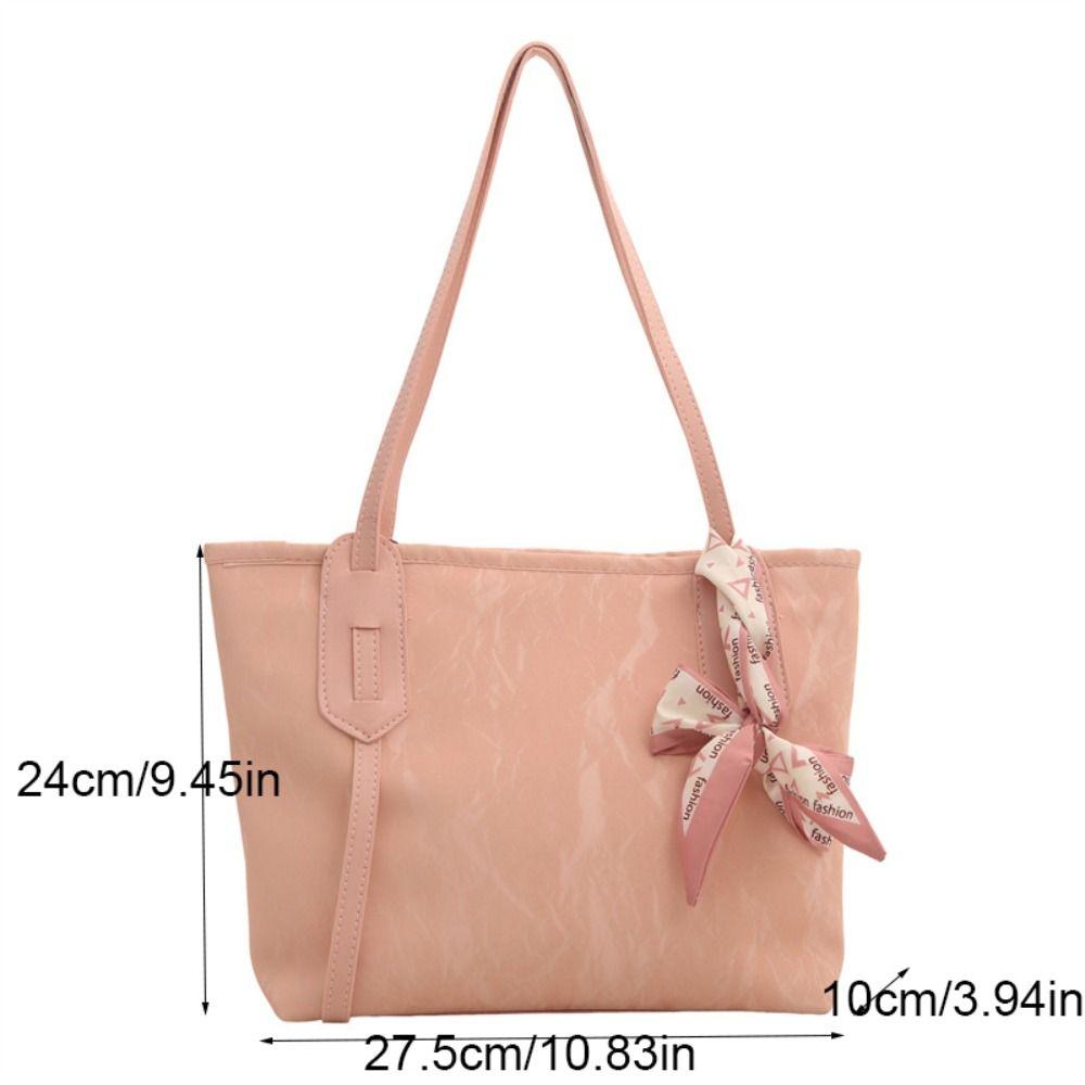 With Silk Scarf PU Leather Handbag Korean Style School Bag Casual Tote Bag  Girl