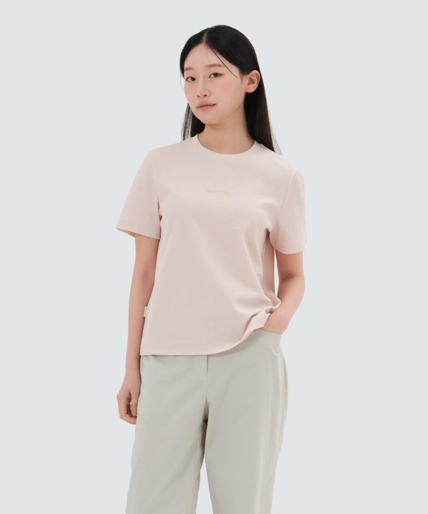 SNOWPEAK APPAREL Женская футболка с коротким рукавом, в рубчик, стандартного кроя (S25Mwfts39) Светлый Коралл