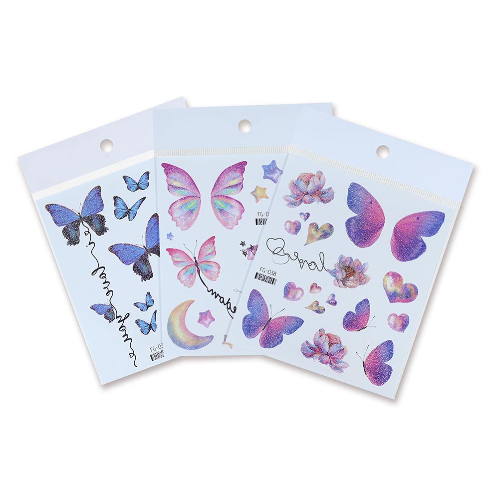 12/1 Sheets Gradient Glitter Temporary Butterfly Facial Tattoos Costume Party Face Tattoos For Women/Girls Waterproof But Easy Remove Tattoos