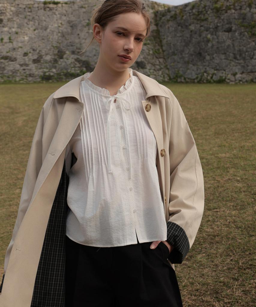 DEHEVE Point Half Trench Coat [Beige]