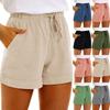 Women's Fashion Casual Mid Waist Solid Color Elastic Waist Beach Shorts