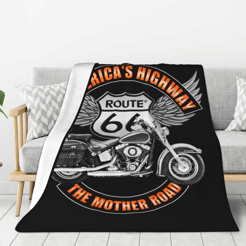 Индивидуальный 3D-принт Плед с маршрутом мотоцикла Route 66 Уютный фланелевый зимний плед с номерами шоссе США для дома и спальни