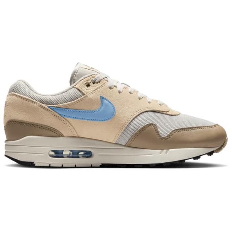 Nike Air Max 1 Essential Light Bone Psychic Blue унисекс кроссовки кремовые Sanddrift хаки FZ5808-009