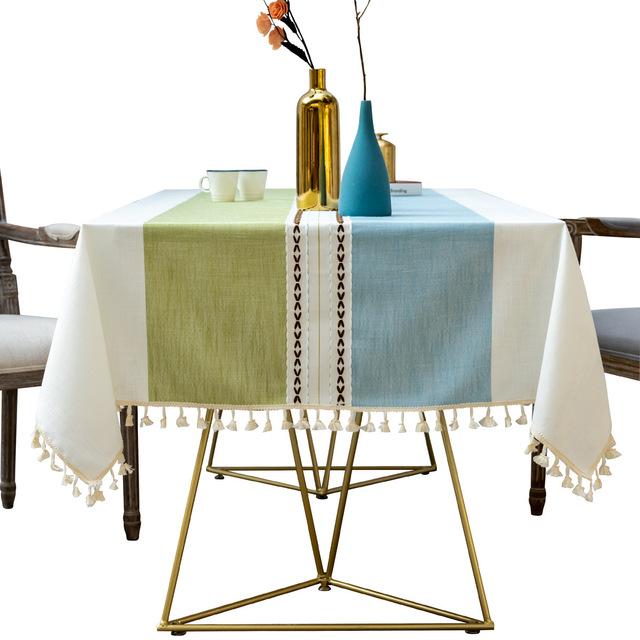 Tablecloth For Table Rectangular Round Waterproof Anti -Stain Linen Cotton Gingham Check Party Decoration Wedding Birthday Buffet