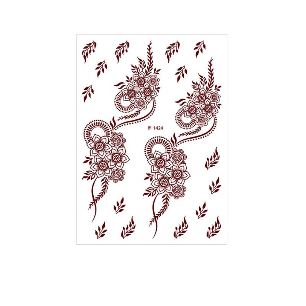 Lace Fake Tattoo Temporary Tattoo Red Mehndi Stickers Body Art Sticker Henna Tattoo Stickers Girls