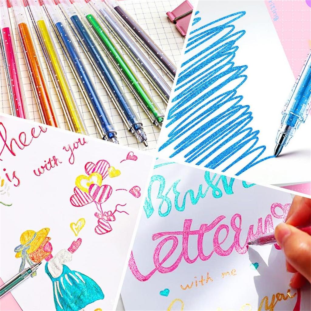 Glitter Gel Pen Set, For Coloring Books, Artist Colored Gel Markers Colorful Pens Neon Gel Pens For Kids Adult Coloring Books And Drawing 22ml