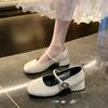 Mary Jane Shoes Women 2024 Fall New Line with Shallow Mouth All Matching Temperament Heel  Platform Sandals  Ladies Shoes