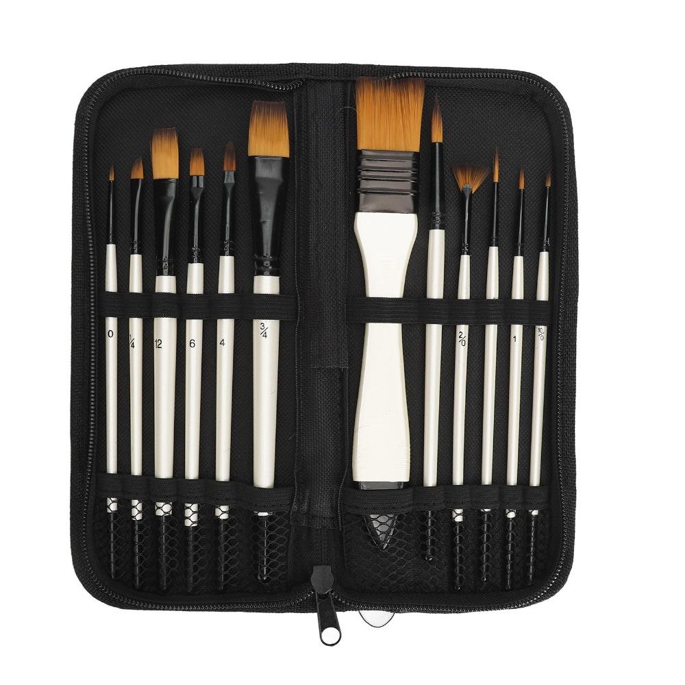 12PCS uniform bristle trimming acrylic painting brushes studio drawing brushes studio art training