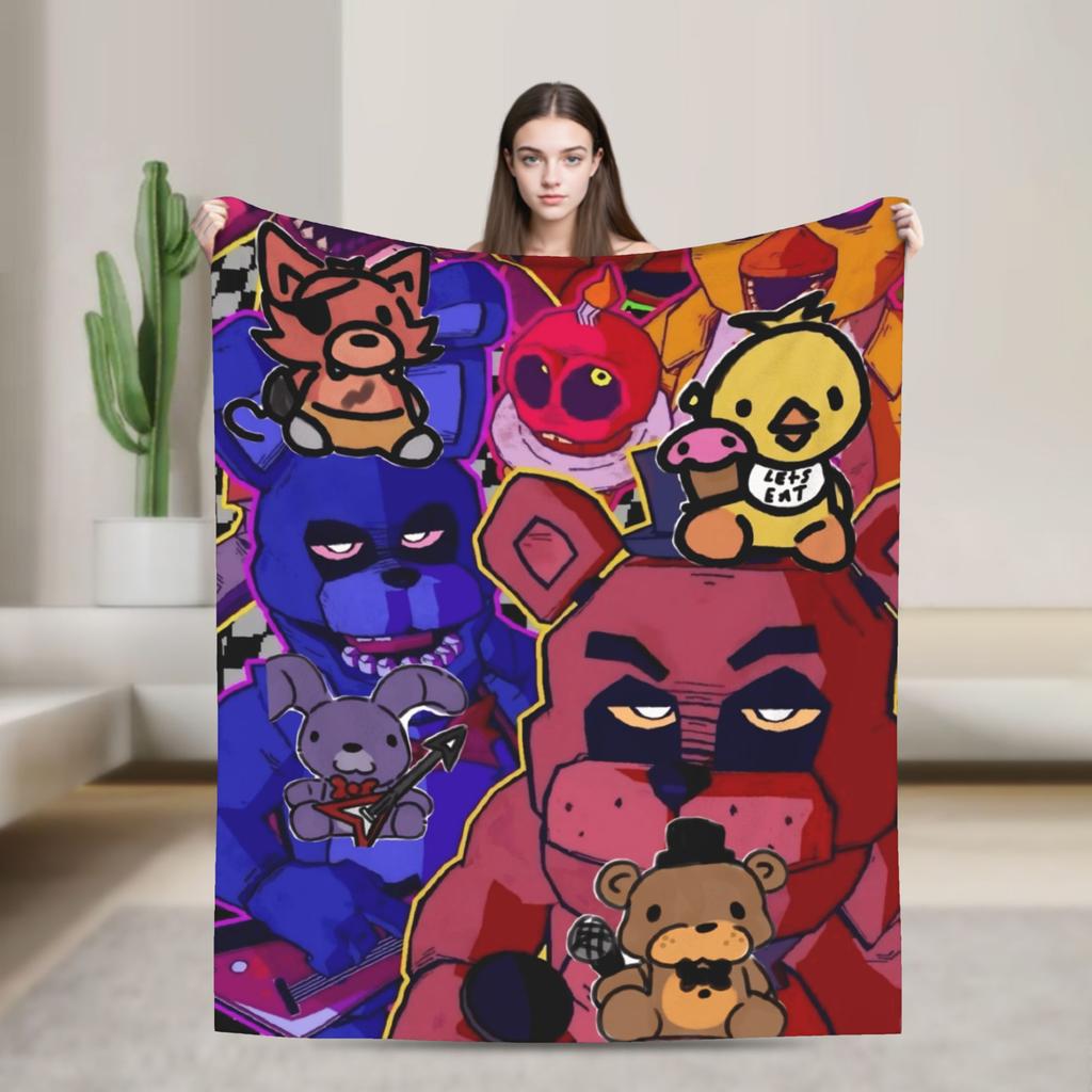 FNAFS At Freddy's Flannel Blanket Warm Soft Throw Blanket for Couch Chair Decorative Fluffy Bedspread Sofa Bed Cover